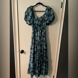 Floral Maxi Dress with Puff Sleeves